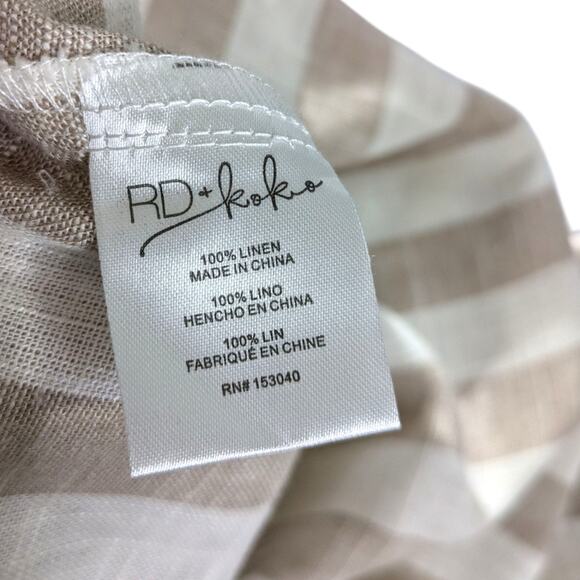 Anthropologie RD & Koko Linen Tunic Top XL Wide Stripe Button Down Pocket - Picture 10 of 11